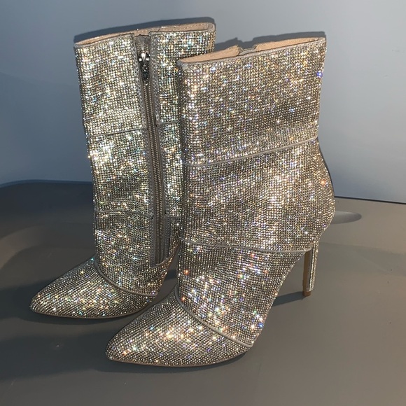 Steve Madden Winona Rhinestone Stiletto High Heel Bootie Mid-Calf - Picture 2 of 12